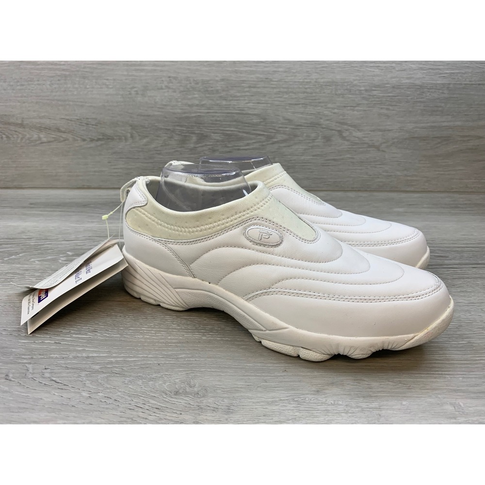 Propet Wash & Wear Slip-On Walker II White Leather Shoes Women's 10 X 2E